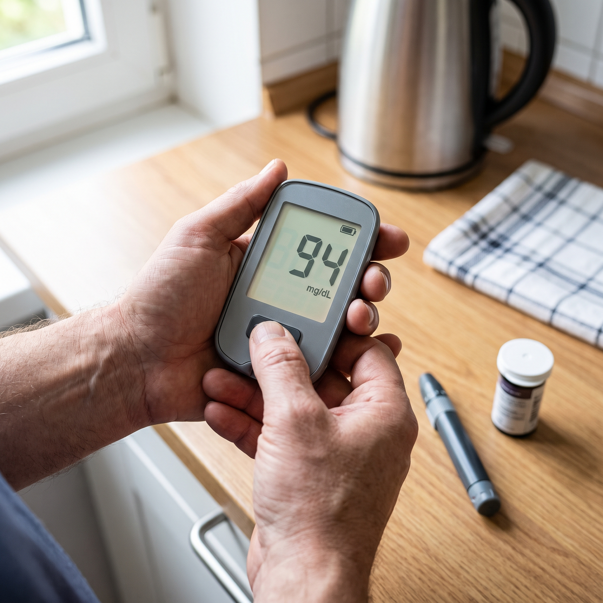 A normal blood sugar reading on a home glucose meter